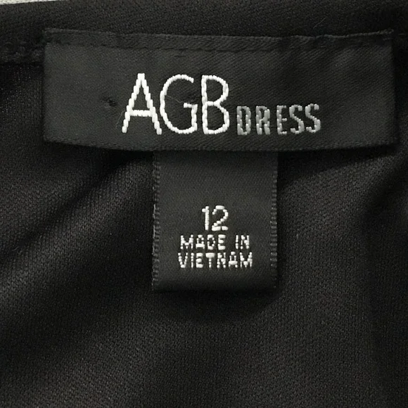 AGB Dress Womens 12 Black Velvet Skirt Sheer Bodice Cocktail Midi Illusion - Picture 7 of 9